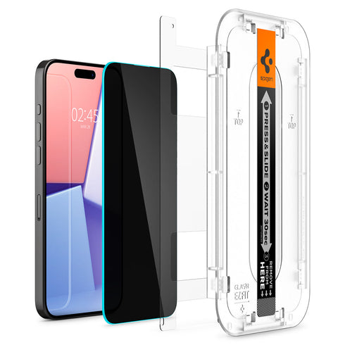 Spigen iPhone 15 Pro Screen Protector – GLAS.tR EZ Fit | Privacy