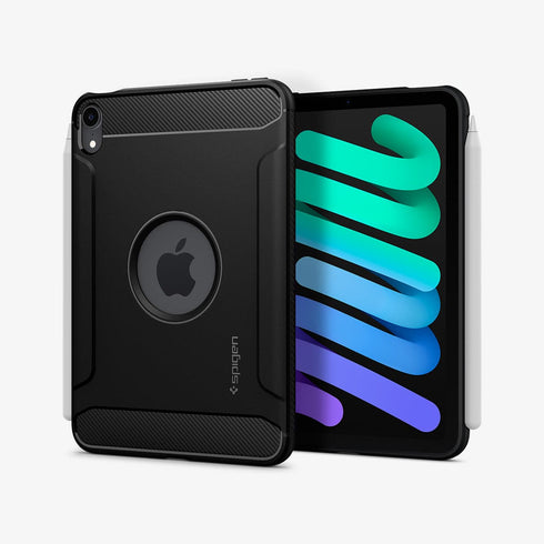 ACS03764 - iPad Mini 6 Case Rugged Armor in matte black showing the back