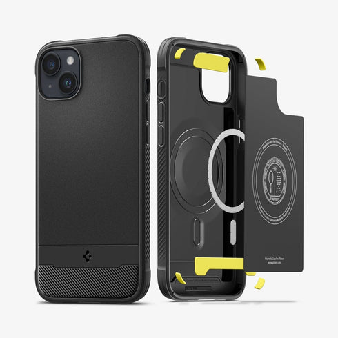 ACS04812 - iPhone 14 Pro Max Case Rugged Armor (MagFit) in matte black showing the back