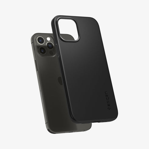 ACS01612 - iPhone 12 Pro Max Case Thin Fit in black showing the back