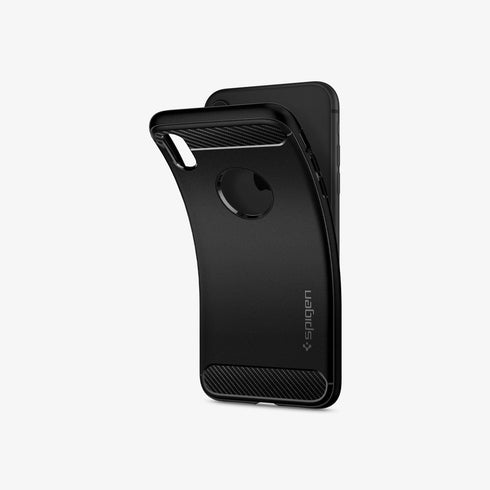 064CS24871 - iPhone XR Case Rugged Armor in matte black showing the back