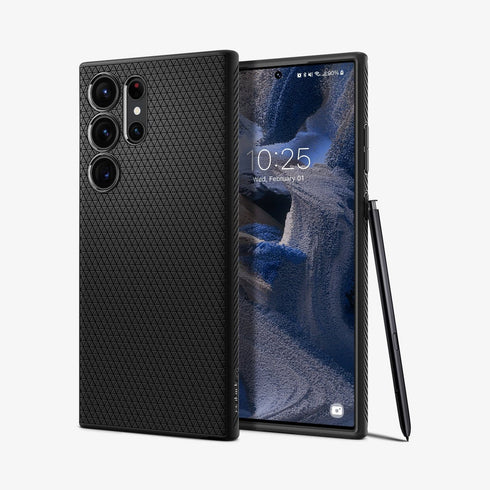 ACS05614 - Galaxy S23 Ultra Case Liquid Air in matte black showing the back