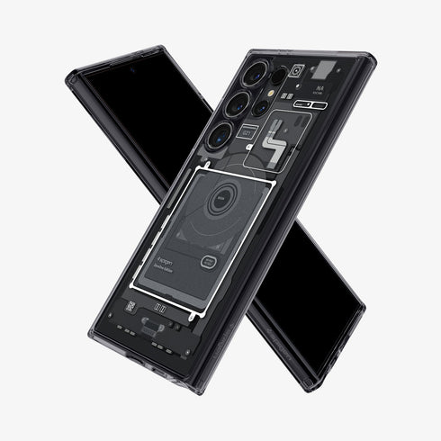 ACS07294 - Galaxy S24 Ultra Case Ultra Hybrid Zero One in Zero One White showing the back