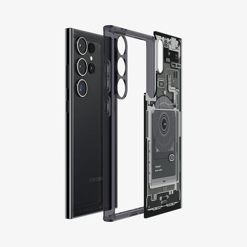 ACS07294 - Galaxy S24 Ultra Case Ultra Hybrid Zero One in Zero One White showing the back