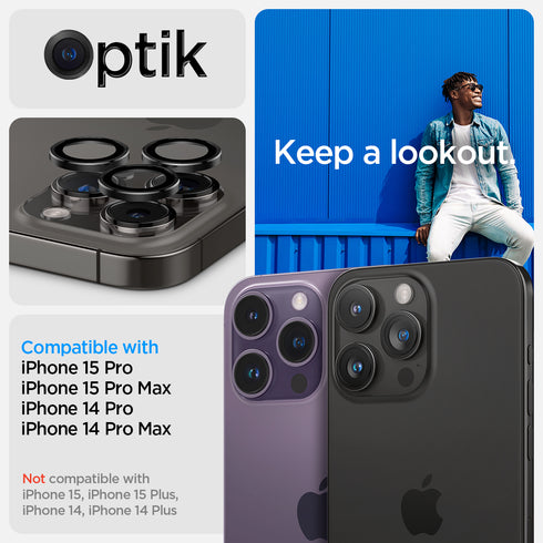 Spigen iPhone 15 Pro Max / 15 Pro Lens Protector – Optik Pro EZ Fit