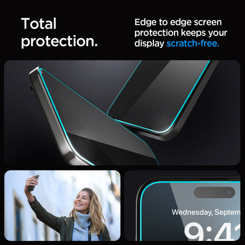 Spigen iPhone 15 Pro Screen Protector – GLAS.tR EZ Fit | Privacy
