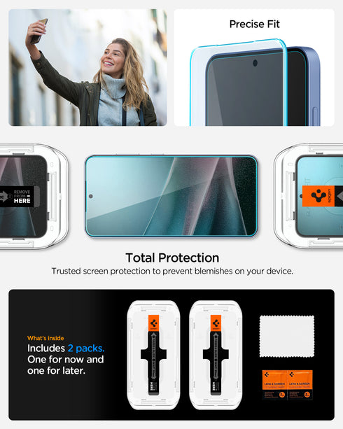 Spigen Galaxy S25 / S24 Screen Protector – Glas.tR EZ Fit HD (2 Pack)