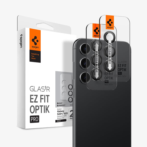 AGL05950 - Galaxy S23 Ultra EZ Fit Optik Pro Lens Protector in black showing the device